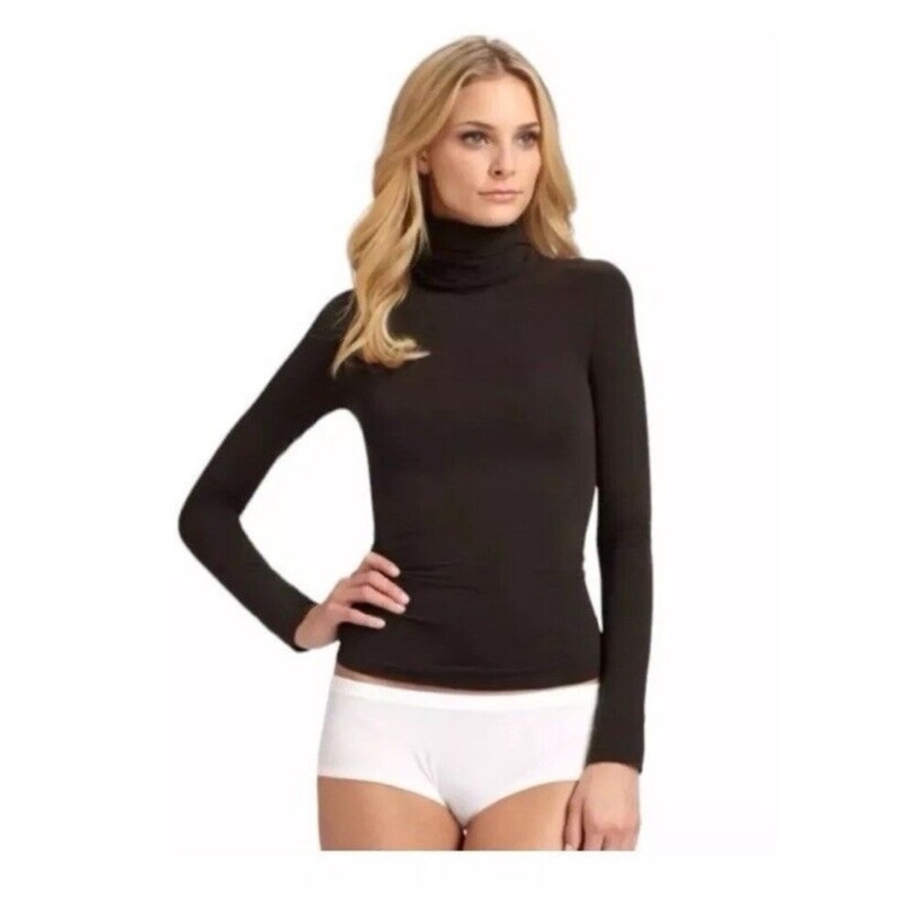 SPANX On Top and In Control Long Sleeve Shaping Turtleneck Brown M NWT